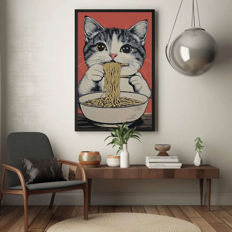 Frog Eating Ramen Poster: Quirky Japanese Kitchen Wall Art - Etsy