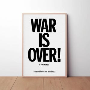 War is Over Poster: John Lennon, Yoko Ono, Vintage Home Decor