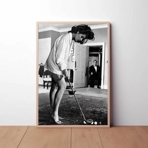Sean Connery Print, 007 James Bond Dr No Golf Poster, Black and White Wall Art, Vintage Photography Home Décor Premium Quality