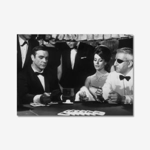 Sean Connery photo CANVAS wall art prints, 007 James Bond Playing Polka Black and White Vintage Photography Home Décor Premium Quality