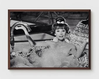 Audrey Hepburn Bath Print: Funny Bathroom Movie Poster