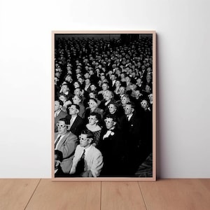Cinema Audience wearing 3D Glasses Poster, Black and White Wall Vintage Print, Photography Prints Wall Art Premium Quality Home Décor
