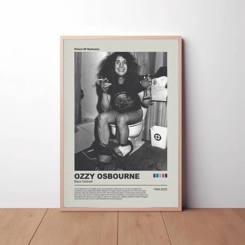 Rock n Roll Music Funny bathroom Poster Print, Toilet Photography black and white, prince of darkness Vintage Wall Art, Music Fan Gift image 2