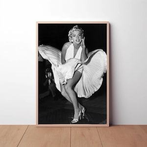 Póster de la escena de la falda de Marilyn Monroe "La comezón del séptimo año", impresión vintage en blanco y negro, arte fotográfico de pared, decoración del hogar de primera calidad.