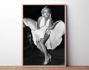 Marilyn Monroe 'Seven Year Itch' Black & White Vintage Poster