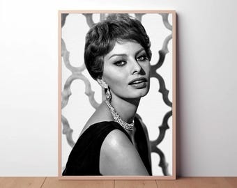 Sophia Loren Poster Print: Vintage Hollywood Photography, Black and White Art
