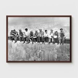New York Construction Workers Lunch on Skyscraper: Vintage Black and White Photo Poster