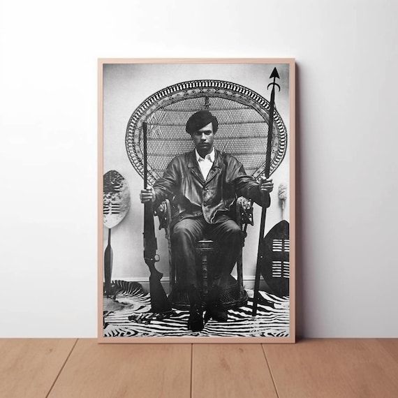 Huey P Newton Black Panther Poster: American Marxist Political Activist Wall Art