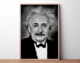 Albert Einstein Poster: Vintage Black and White Photography Print