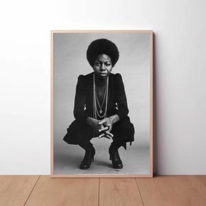 Nina Simone Poster Print: Black and White Photography, Vintage Wall Art