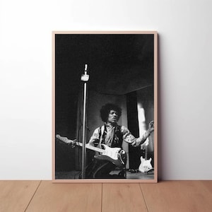 Jimi Hendrix Poster Print Hypebeast Icônico preto e branco, guitarrista compositor cantor Fotografia Vintage Minimalista Arte de parede, Decoração para casa