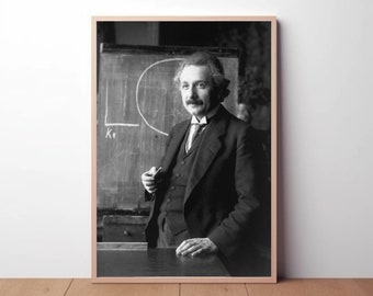 Albert Einstein Poster: Vintage Black and White Photography Print