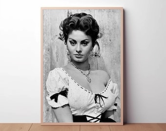 Sophia Loren Poster: Vintage Hollywood Photography, Black and White Art