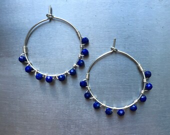 Small lapis hoops