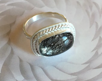 Tourmalinated quartz ring (size 9)