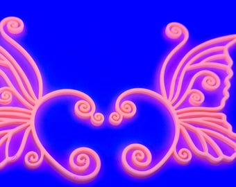 No Piercing Fairy Pink to Orange Glow in the Dark Hologram Ear Cuffs Wraps 3d Printed