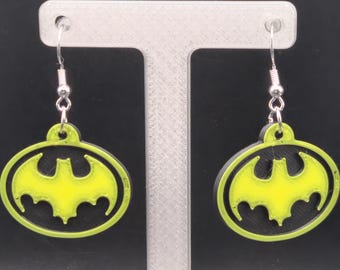 Hologram Batman Logo Earrings 3D Printed Accessories