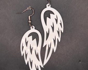 Hologramm weiße Engel Taube Flügel Ohrringe 3D gedruckt Accessoire