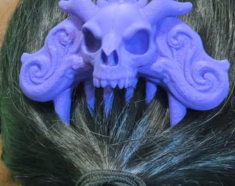 Hologram Purple or Silver Dragon Demon Skull Goth Hair Comb 3D Printed Accessory