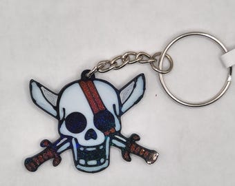 Hologram Red-Haired Shanks Jolly Roger One Piece Pirate Keychain | 3D Printed Accessory
