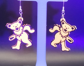 Holographic Dancing Bear Earrings: 3D Printed Glow-in-the-Dark