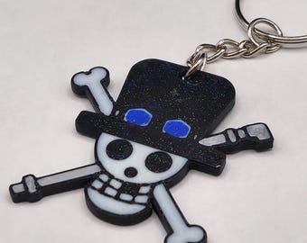 Hologram Sabo Jolly Roger Keychain 3D Printed Anime Accessory