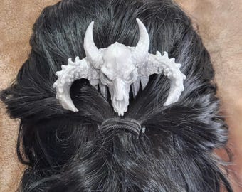 Silver Sparkle Colored Dragon Skull Decorative Hair Clip 3D Printed Goth Accessory