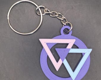 Bisexual Triangle Symbol 3D Printed Keychain LGBTQ+ Pink Blue Purple Accessory