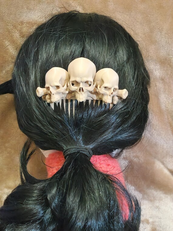 Pirate Goth Skull and Bones Decorative Hair Comb Narrow Tooth