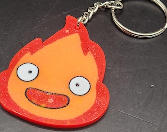 Calcifer Howl's Moving Castle Hologram Keychain 3D Printed Anime Accessory