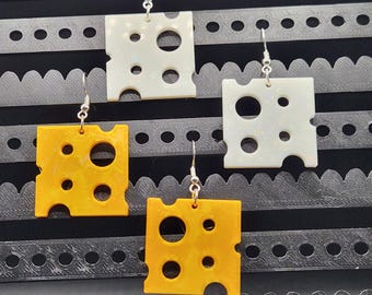 Holographic Cheese Earrings | 3D Printed | Hypoallergenic hooks