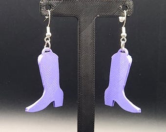 Purple Cowboy Boots Hologram Earrings | 3D Printed | Hypoallergenic Earring Hooks