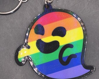 LGBTQ+ Pride Ghost 3D Printed Halloween Spooky Keychain Accessory