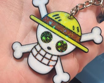Luffy King of the Pirates Straw Hats Keychain 3d Printed Skull Jolly Roger Anime Accessory