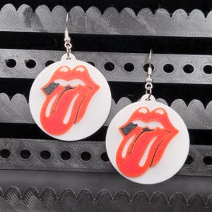 Hologram Rolling Stones Logo Earrings 3D Printed Hypoallergenic