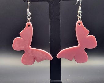 Pink Holographic Butterfly Earrings | 3D Printed | Hypoallergenic Earring hooks