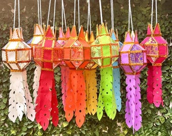 Lanna Laternen, Handgefertigte Traditionelle Thai Laternen Größe 13 cm