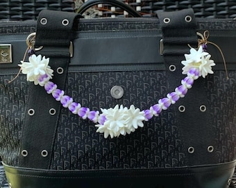 Fascino della borsa Lei fiore di argilla fatto a mano, Pua Kalaunu, Pikake, borsa o decorazione per auto