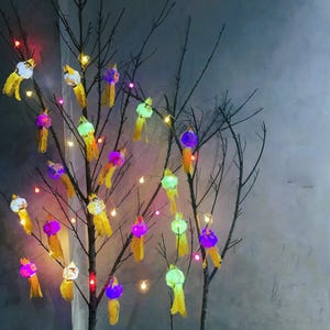 Mulberry Paper Lantern String Lights: Boho Home Decor, USB Powered