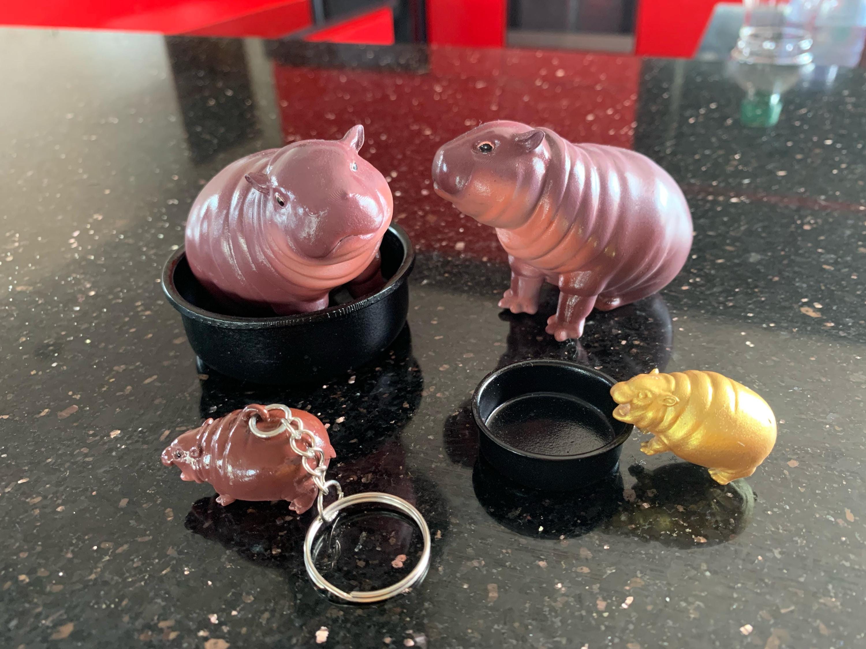 Handmade Resin Pygmy Hippo Statue