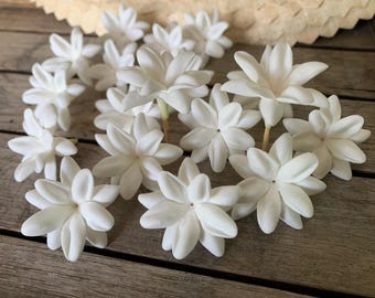 Pikake Clay Flower Beads, Flowers for Lei Making, DIY Jewelry Supplies.
