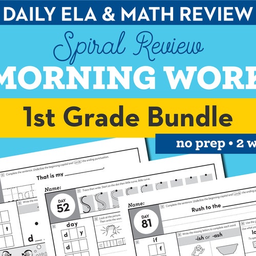 1st Grade Daily Spiral Review Worksheets Educational - Etsy ...