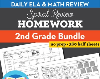 2nd Grade Math & Reading Homework, ELA Review (Digital Download)