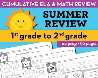 1st Grade Summer Review Worksheets • Printable End of Year Cumulative Review Before 2nd Grade