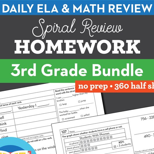 3rd Grade Math and Reading Homework Educational Activity - Etsy