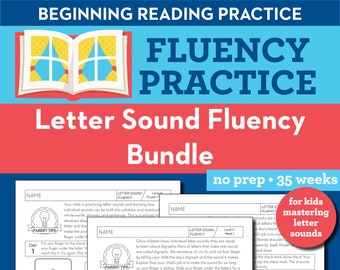 Letter Sounds, ABC Alphabet Fluency Practice for Homework or Homeschool, Educational Activity, Pre-Reading Practice Worksheets Learn to Read