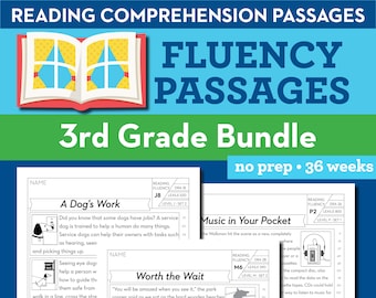 3rd Grade Printable Fluency and Reading Comprehension Passages for Homework or Homeschool, Educational Activity, Reading Practice Worksheets