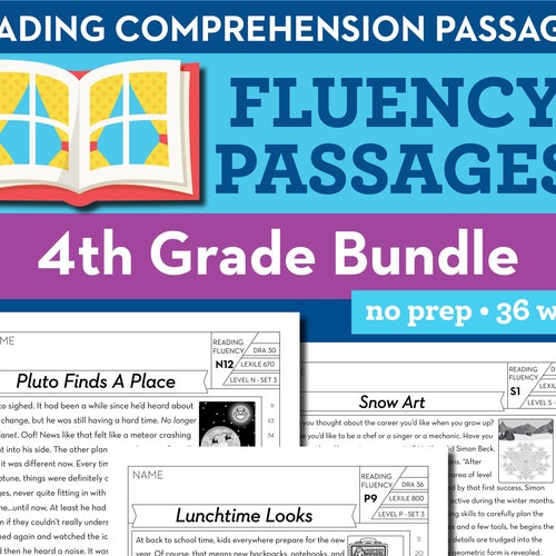 4th Grade Reading Fluency Passages Reading Comprehension - Etsy