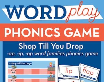 Shop Till You Drop Game - Short Vowel Phonics Letter Sound Printable Game, Educational Activity, Home Learning, Homeschool Reading Printable