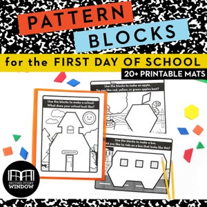 First Day of School Printable Pattern Block Activity Mats for Back to School